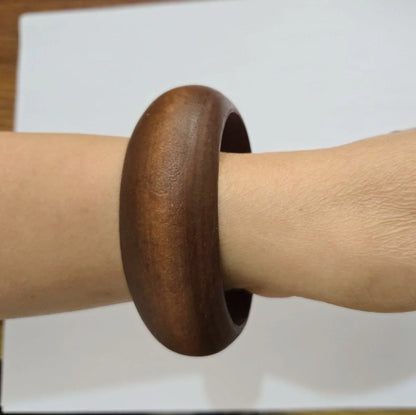 Women’s Elegant Natural Wood Square DIY Bracelet — Coffee Geometric Wooden Bangles Gift for Ladies