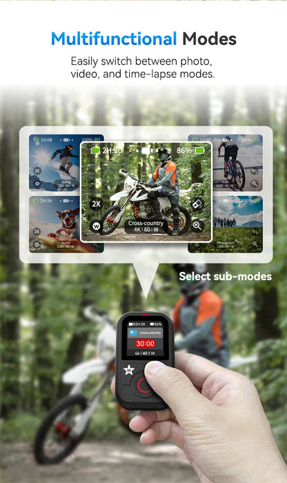 TELESIN Waterproof Bluetooth Remote for GoPro Hero 13/12/11/10/9/8/Max with Wrist Strap – Action Camera Accessory