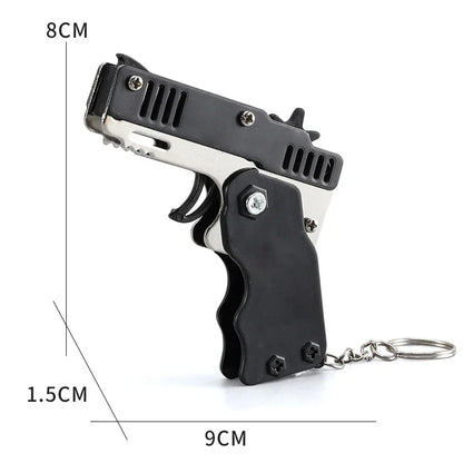 Mini Metal Gun Keychain – Folding Pistol Toy for Kids, Car Styling & Outdoor Gift