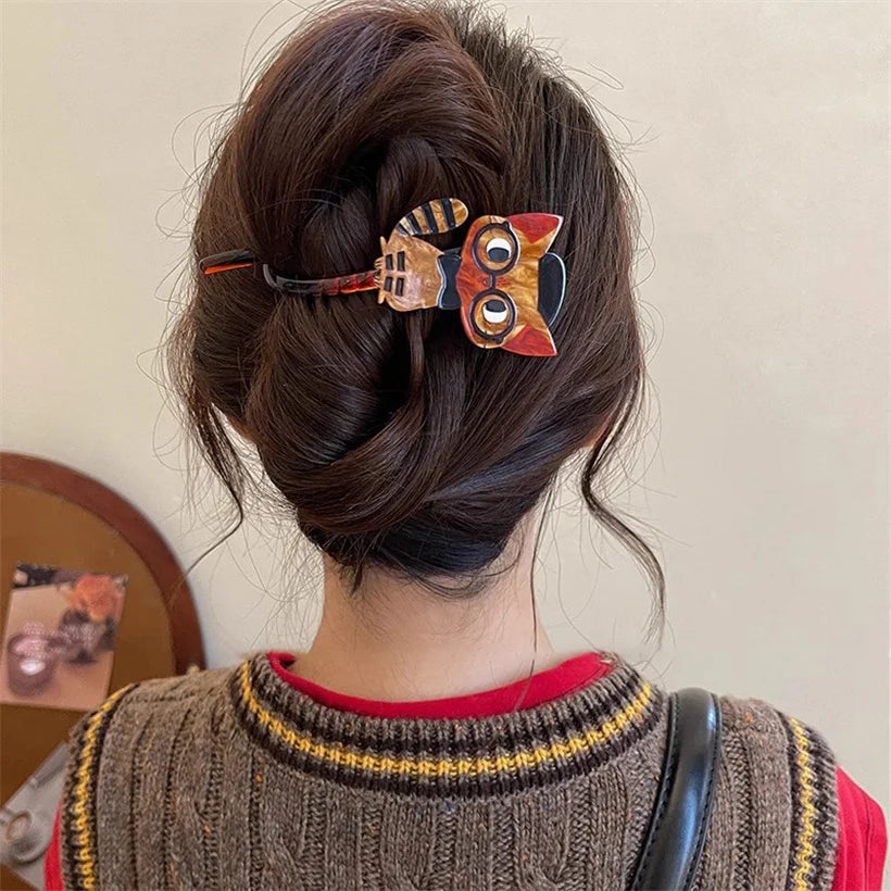 Cute Cartoon Cat Hair Clips — Acrylic Twist Claw Barrettes & Hairpins for Girls and Women