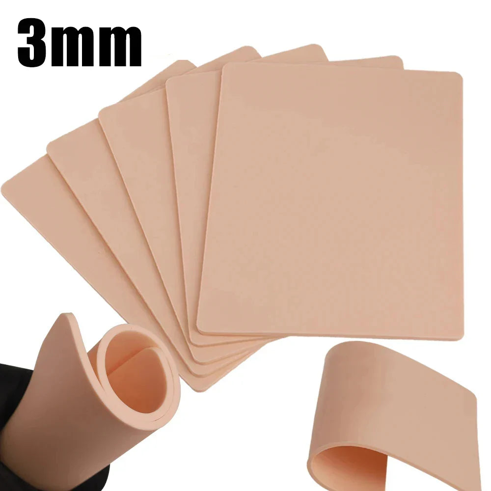 Tattoo Practice Skin 3MM Thick – Double-Sided Silicone Fake Skin for Beginners (1/3/5/8/10/15PCS)