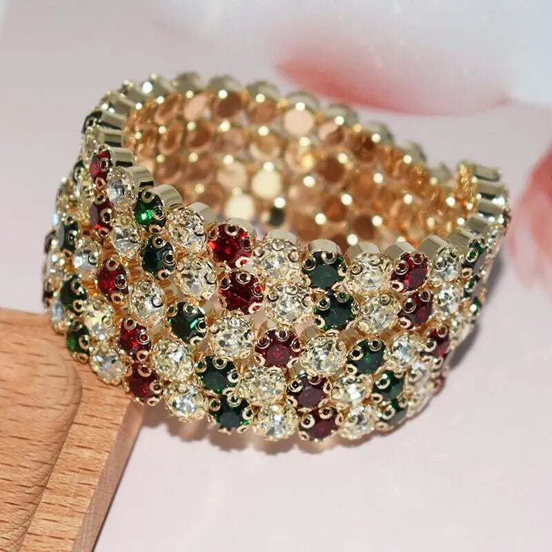 Women’s Rhinestone Crystal Bracelet - Glamorous Statement Jewelry for Stage & Special Events