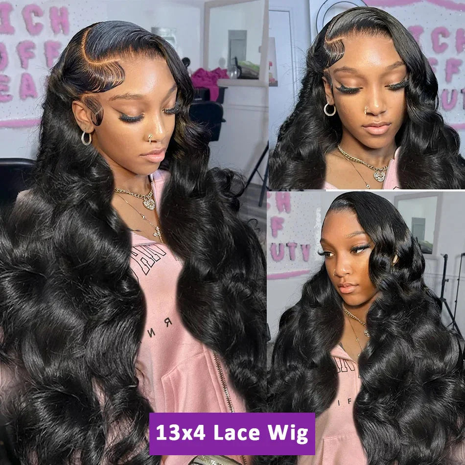 250% High Density Body Wave Lace Frontal Wig – 13x6 HD Transparent Human Hair, 30-40 Inch, Pre-Plucked for Women