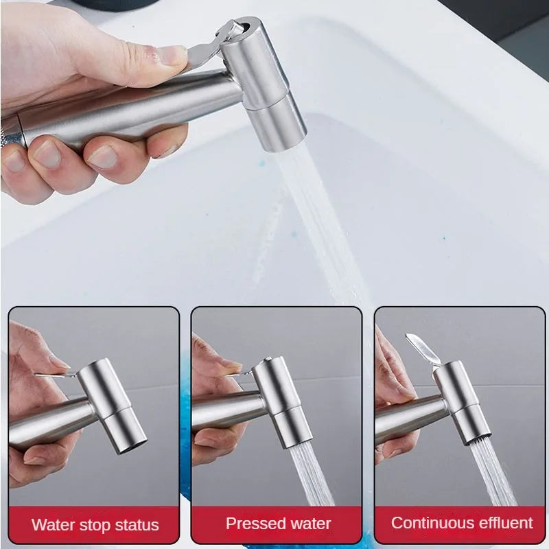 304 Stainless Steel Handheld Bidet Sprayer Set - Self-Cleaning Shower Nozzle for Toilet Bidet Faucet - Hygienic Spray Gun
