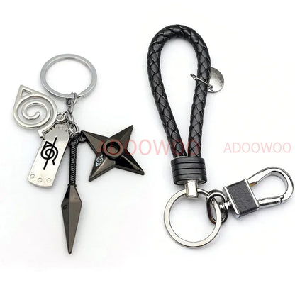 Bandai Naruto Red Cloud Alloy Keychain Set – 20 Styles Anime Woven Leather Rope Charm Car Pendant Punk Jewelry Gift Accessories