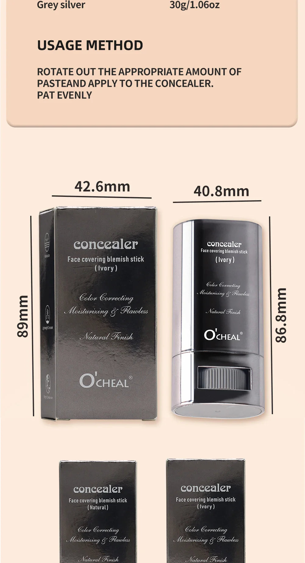 Ocheal Face Foundation Contour Stick – Long-Wear Lightweight Concealer & Blemish Brightening Makeup
