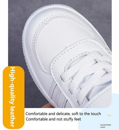 Kids White Sneakers — Boys & Girls Sport Casual Shoes, Non-Slip School Walking & Running Shoes, Sizes 28-39