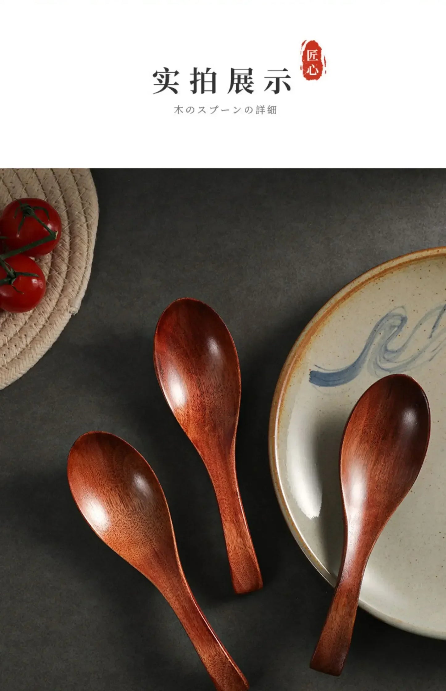 Wooden Soup Spoon — Long & Short Handle Kitchen Utensil for Korean & Japanese Cooking, Ramen & Daily Use