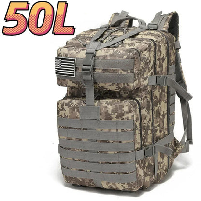 30L/50L Waterproof Nylon Backpack – 1000D Tactical Outdoor Bag for Camping, Hiking, Fishing & Hunting