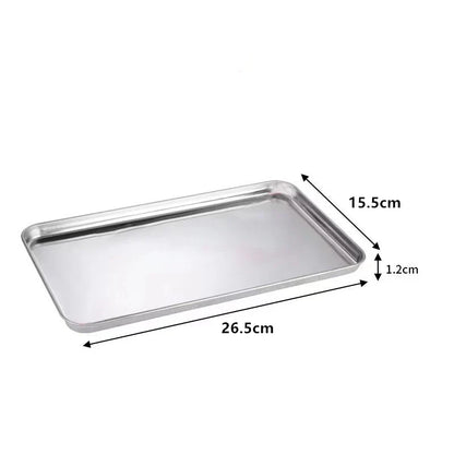 Stainless Steel Rectangle Serving Tray – Buffet Food Plate & Storage Organizer for Home, Rice, Noodles & Kitchen Use