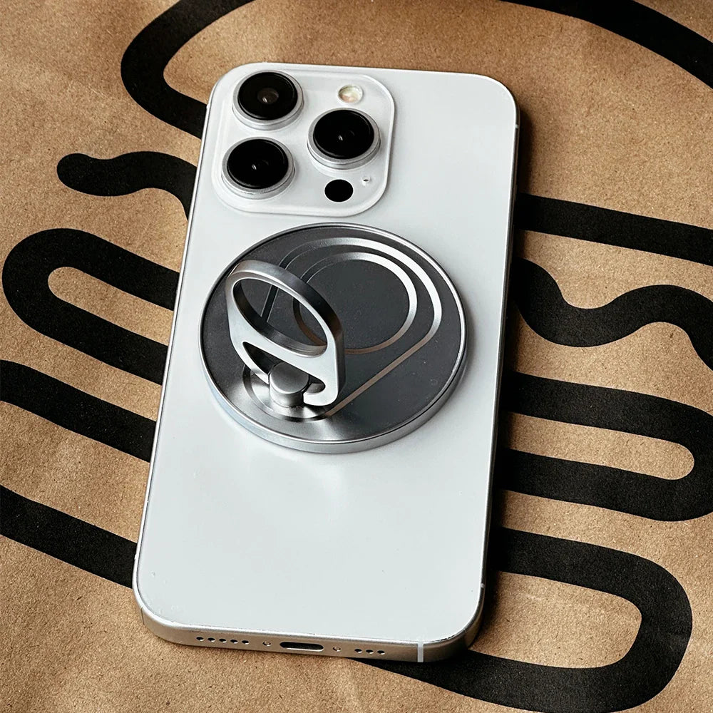 MagSafe Magnetic Zip Top Can Phone Holder – 360° Rotating Alloy Ring with Strong Suction Wall Sticker