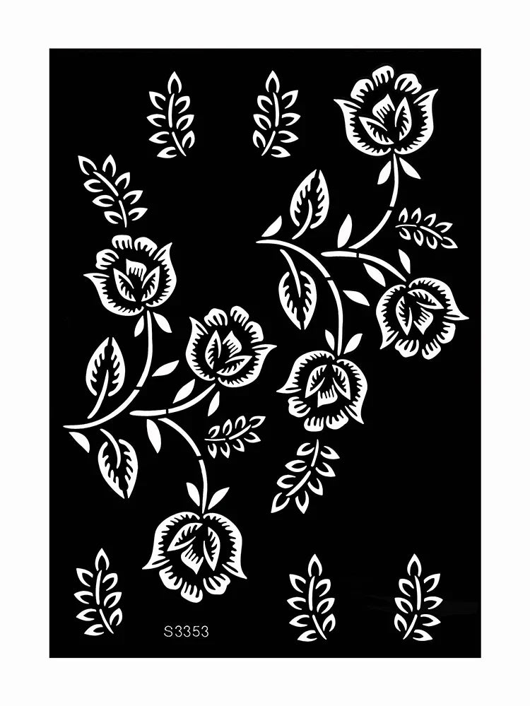 Reusable Henna Stencil Templates for Hand & Body – Floral Tattoo Stencils for Women, Weddings & Festivals Body Art Makeup Tools