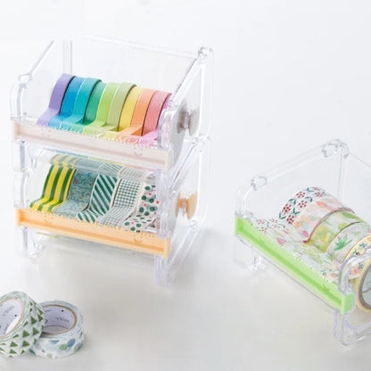 Creative Washi Tape Cutter Set: Transparent Tape Holder and Dispenser - Essential School and Office Stationery Supplies