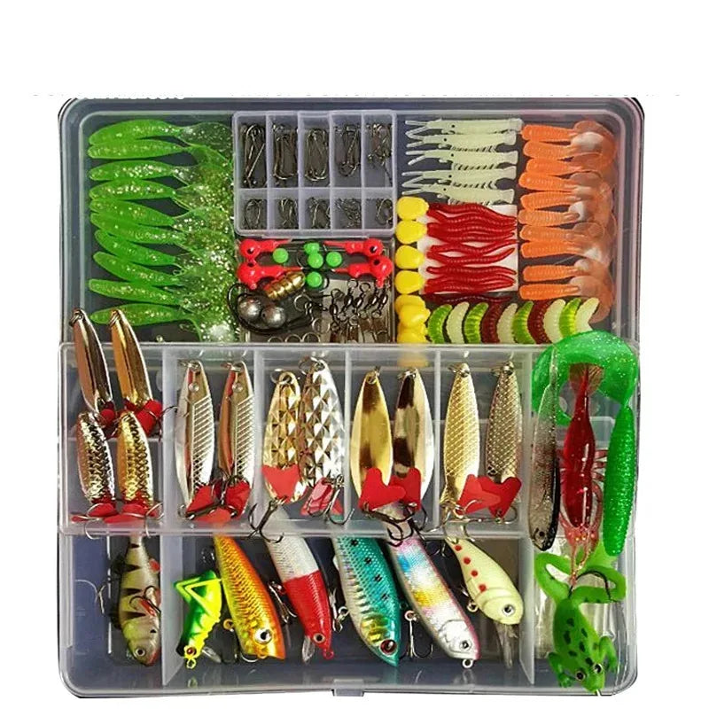 Fishing Lures Set for Freshwater & Saltwater – Hard Wobblers, Metal Jig Spoons & Soft Silicone Baits Fishing Tackle Kit