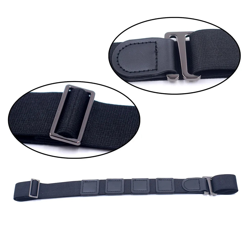 Black Shirt Stay Belt: Adjustable Elastic Non-Slip Wrinkle-Proof Shirt Holder Strap Lock Belt for Men and Women