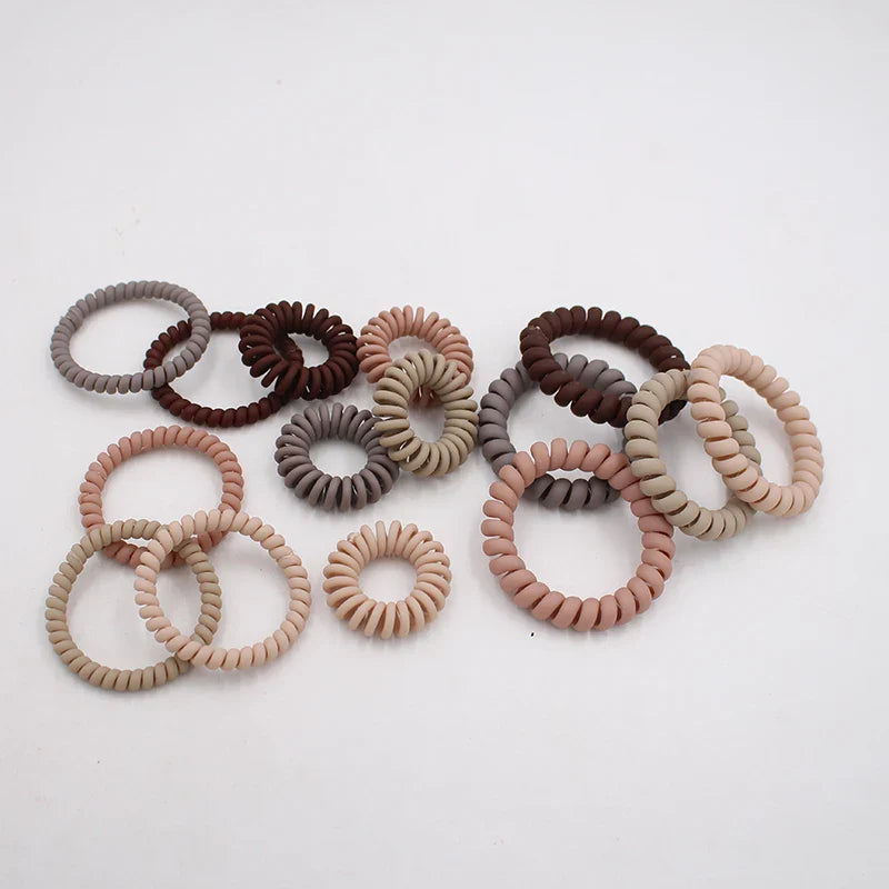 5Pcs Matte Spiral Hair Bands - Fashion Telephone Wire Elastic Hair Ties Stretchable Cord Rubber Bands for Women & Girls