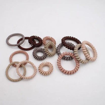 5Pcs Matte Spiral Hair Bands - Fashion Telephone Wire Elastic Hair Ties Stretchable Cord Rubber Bands for Women & Girls