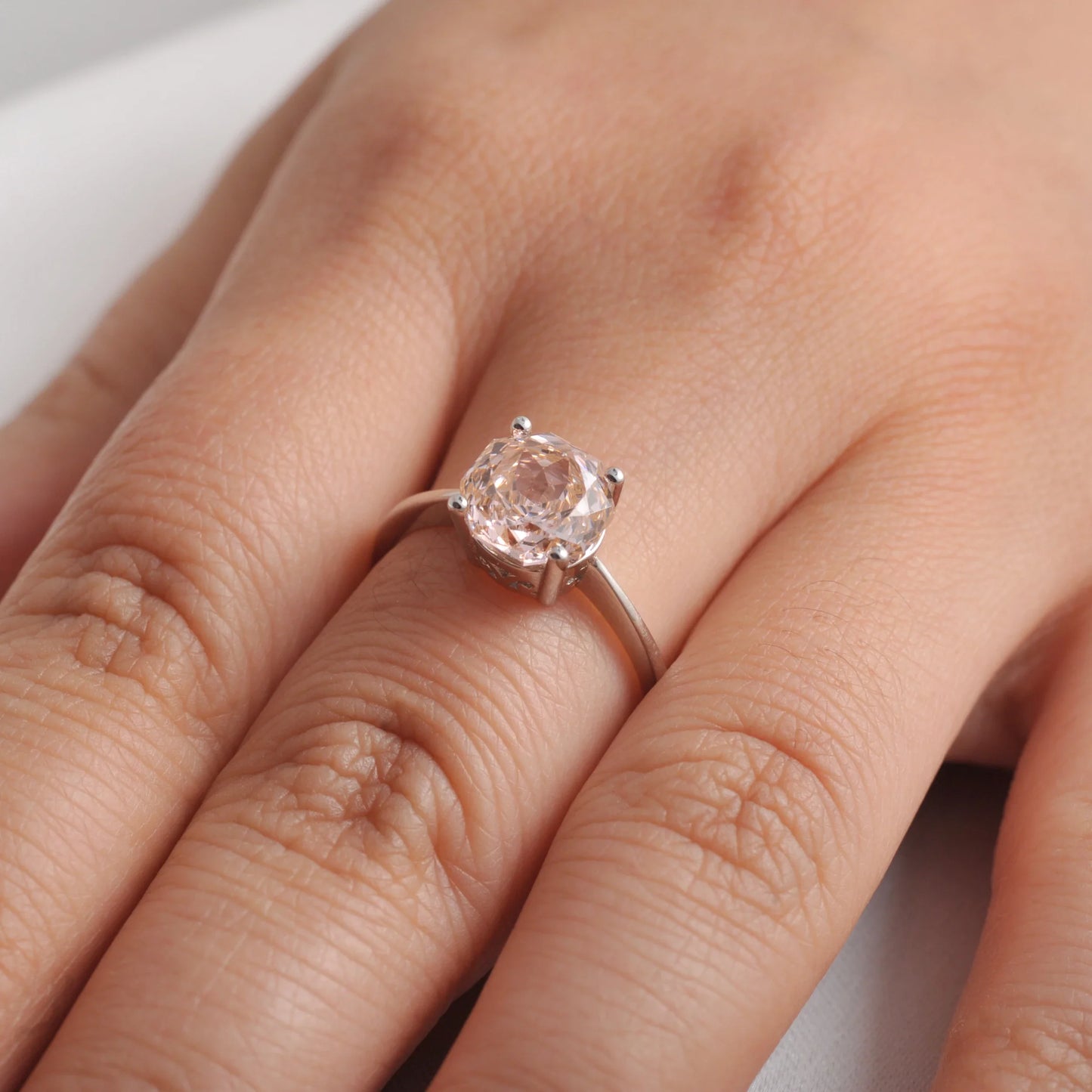 Potiy 2ct Octagon Rose Cut Morganite Pink CZ Solitaire Ring – 925 Sterling Silver Women’s Jewelry Gift with Certificate