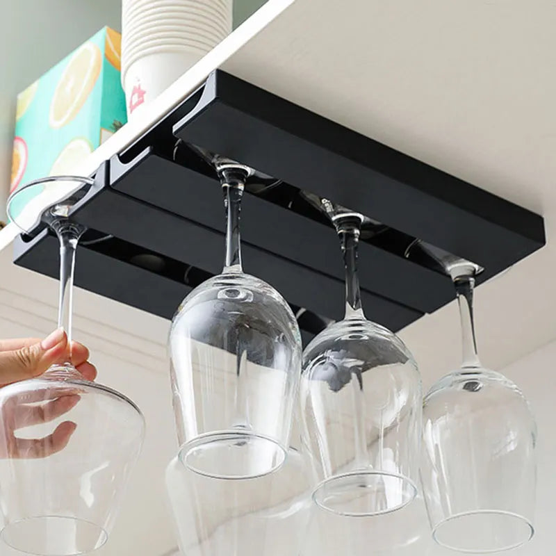 Wine Glass Rack: Non-Drilled Cup Holder for Kitchen and Dining Room - Upside-Down Household Rack for Wine Glasses
