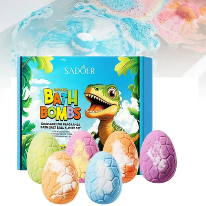 Kids Dinosaur Bath Bomb Set - 6PCS Fizzy Spa Eggs with Surprise Toys Inside for Fun Bath Time Gifts