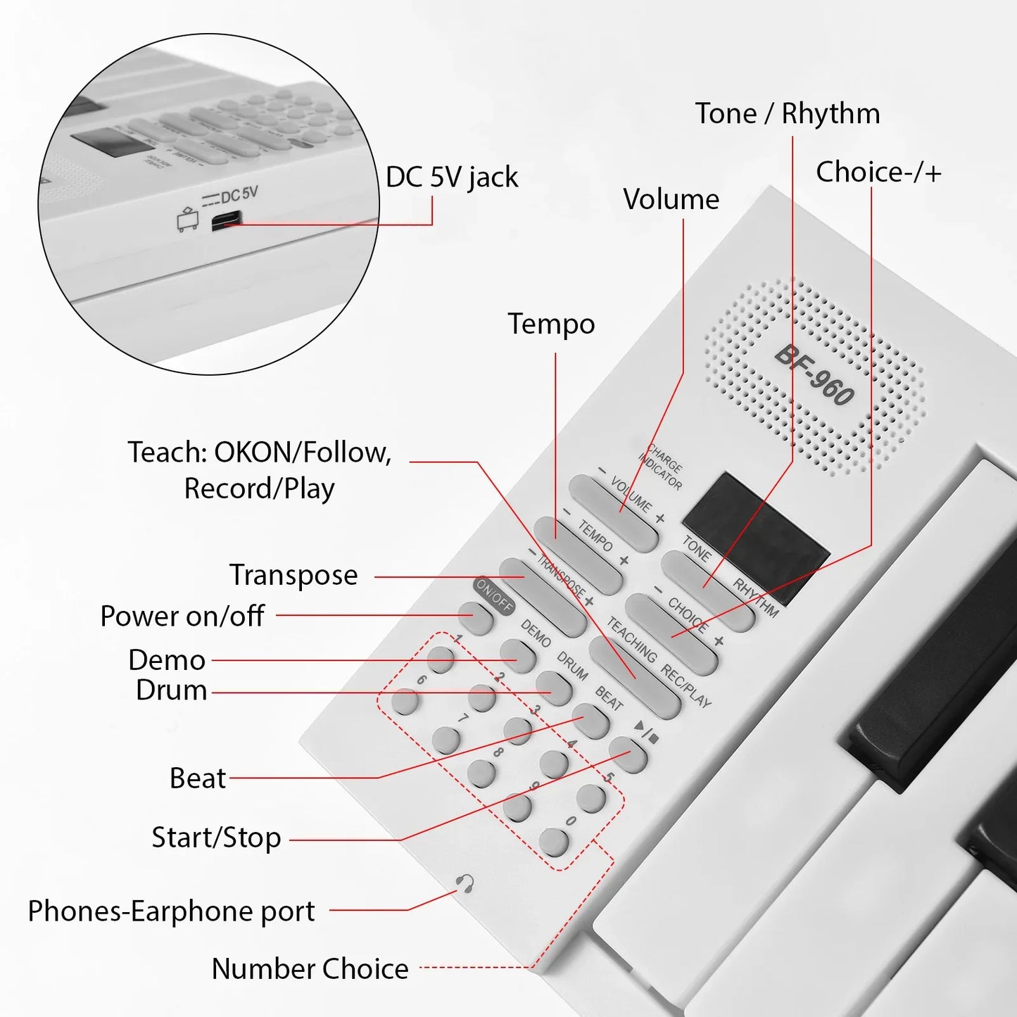 61 Key Foldable Electronic Piano Keyboard, Multifunctional with LED Display & Built-in Battery, Digital Piano