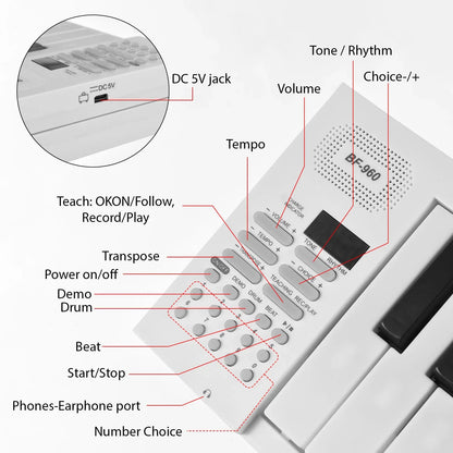 61 Key Foldable Electronic Piano Keyboard, Multifunctional with LED Display & Built-in Battery, Digital Piano