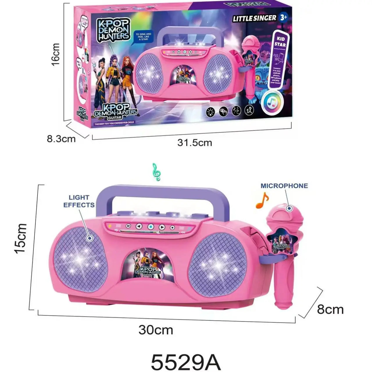 Kpop Demon Music Light-Up Microphone Toy – Play Songs for Kids Halloween & Christmas Gift