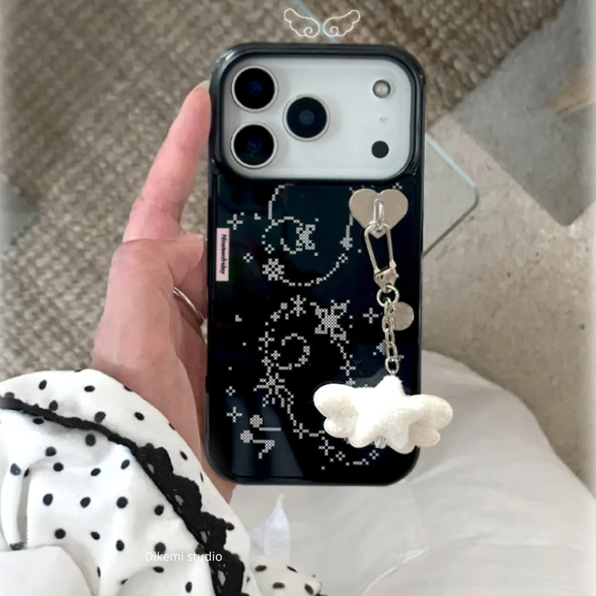 Pixel Rabbit Angel Wings Phone Case - Shockproof Silicone Back Cover for iPhone 11–17 Air, Pro Max & Plus