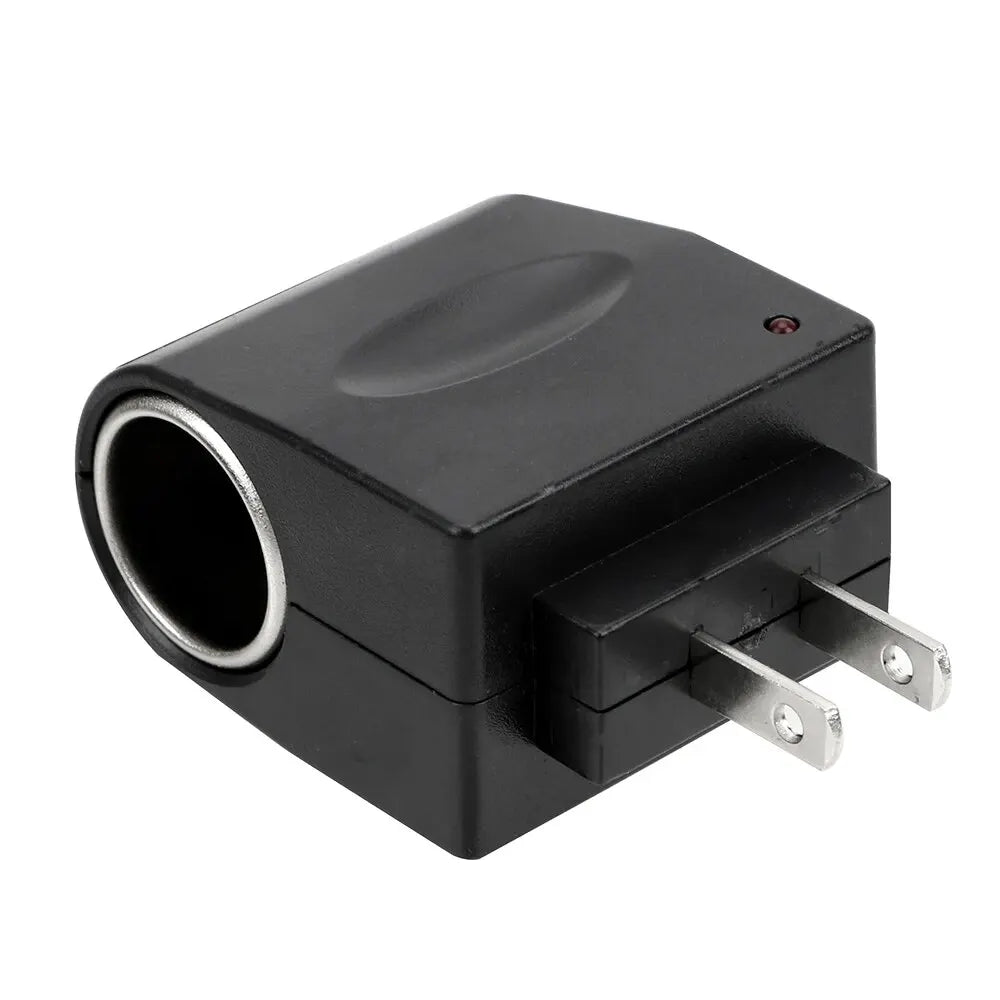 AC 220V to DC 12V Car Cigarette Lighter Adapter - Auto Accessories Converter with EU/US Plug, Black Interior Parts