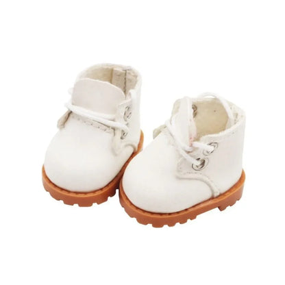 Labubu Doll Shoes – 3.8cm Lace-Up Mini Leather Shoes for 15-17cm Dolls, Cute Kawaii Accessory