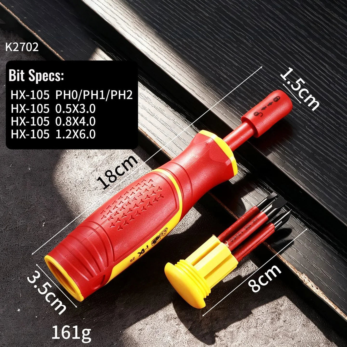 Insulated Magnetic Screwdriver Set - Interchangeable Phillips & Slotted Bits for Electrical & Motorcycle Repair