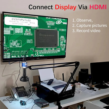 1-150X Zoom Lens Digital Microscope – 4K 48MP HD Industrial Camera with HDMI & Type C for Electronics Soldering