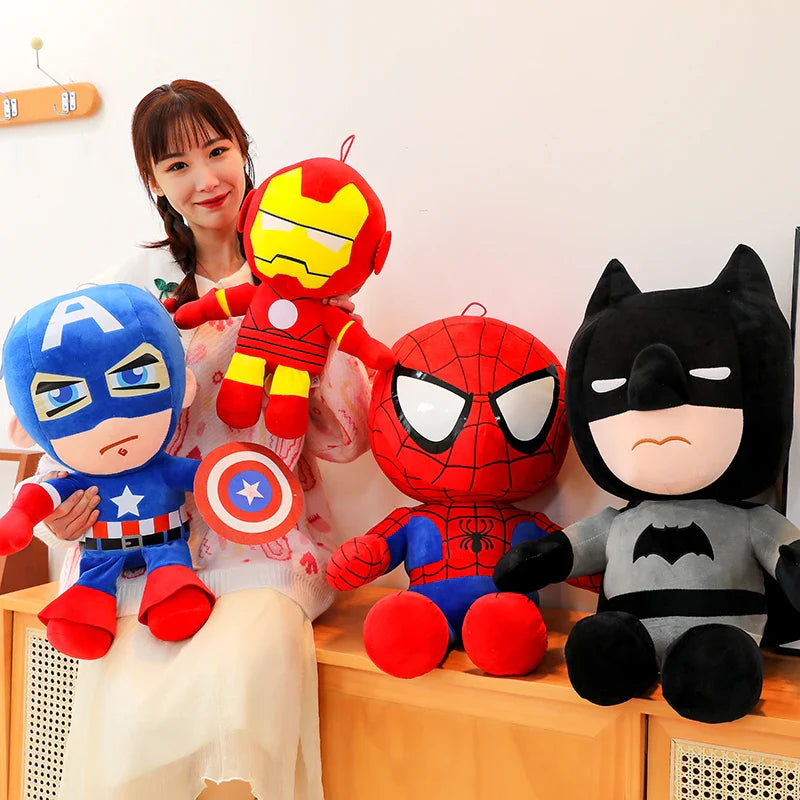 Big Cartoon Superhero Plushies — Captain America, Spider-Man & Iron Man Soft Stuffed Dolls for Kids Birthday Gifts