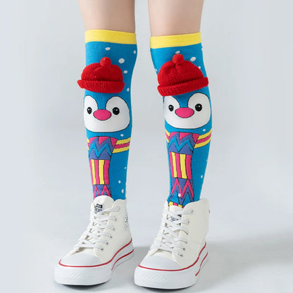 Cute 3D Cartoon Animal Knee-High Socks – Dog, Rabbit & Penguin Long Socks for Kids Party & Festival
