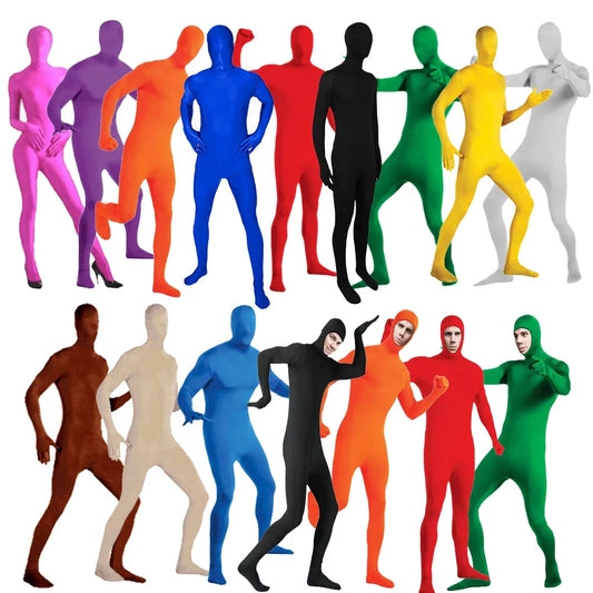 24PCS Zentai Invisible Jumpsuits – Skin-Tight Spandex Bodysuit Cosplay Costume for Halloween, Carnival & Stretch Full-Body Wear