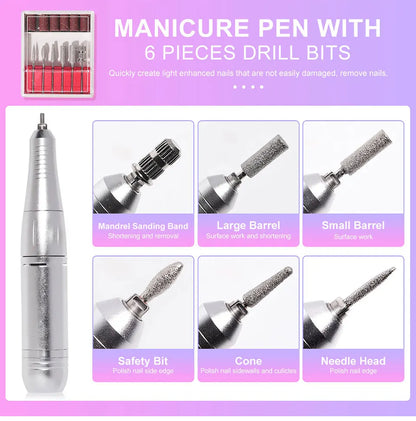 45000RPM Electric Nail Drill – Professional Rechargeable Nail File for Gel Nails, Portable Manicure Tool
