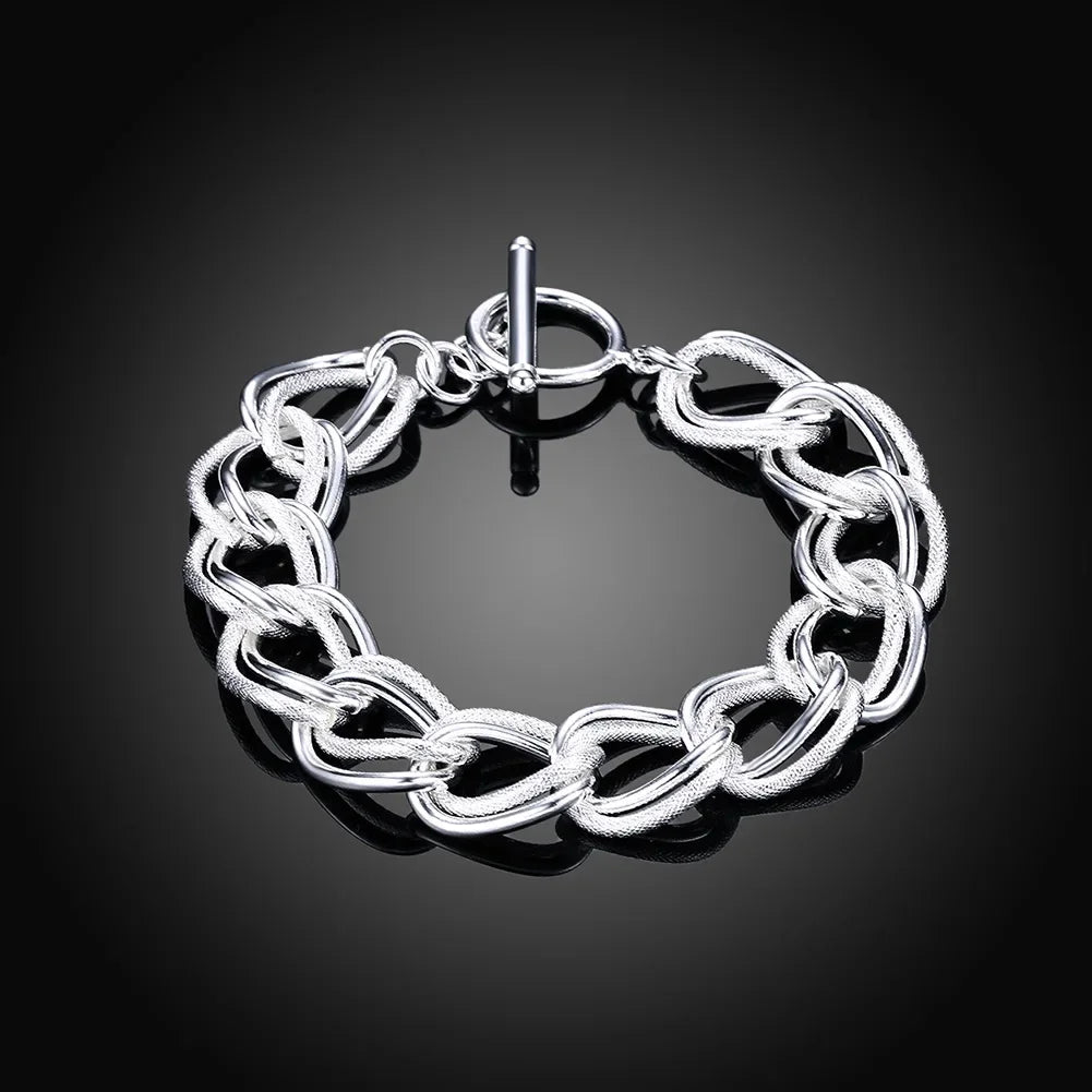 Fine 925 Sterling Silver Chain Bracelet – Solid Charm Jewelry for Women & Men, Party, Wedding & Fashion Gift