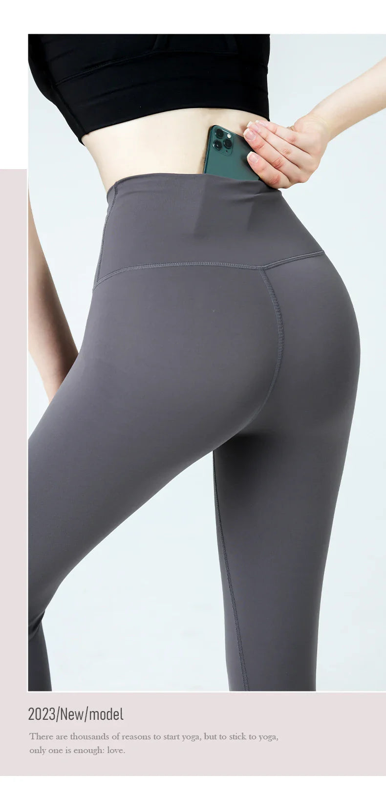 Naked Feel Butt-Lifting Yoga Leggings for Women – High Waist Sports Tights with Hidden Waist Pockets, Gym Fitness Wear