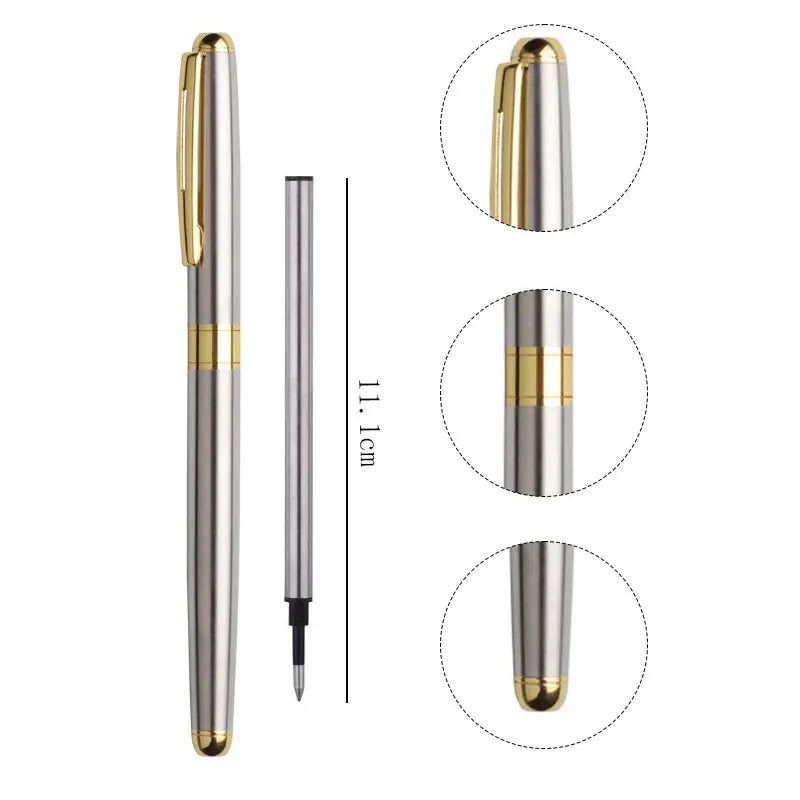 High-Quality Stainless Steel Ballpoint Pen – Business Signing Pen with Replaceable Refill for Office & School