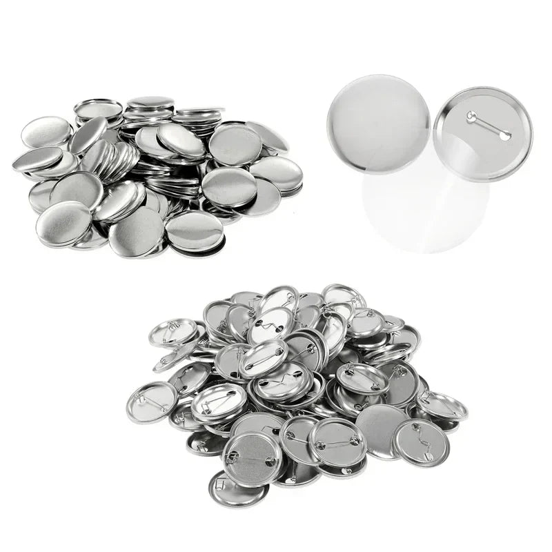 100 Sets Round Badge Pin Button Maker Machine - 25/32/37/44/58MM, DIY Punch Press Machine, Manual Badge Parts Consumables