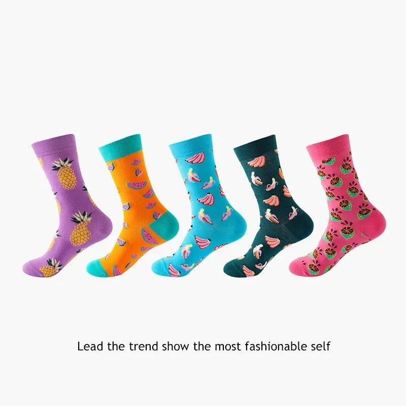 Men's Cotton Dress Socks 5-Pair Pack - Funny Casual Novelty Crew Socks Gift Set