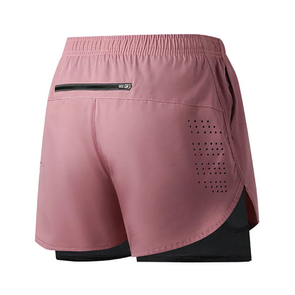 Men’s Quick-Dry Running Shorts — Black Double Layer Sport Workout Training Bodybuilding Shorts