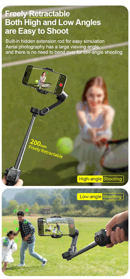 AOCHUAN Smart V8 3-Axis Handheld Gimbal – Phone Stabilizer with Extension Rod, Tripod & Face Tracking for iPhone, Android, TikTok & Vlog