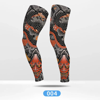 KoKossi Tattoo Print Leg Sleeves - Ice Silk Breathable Non-Slip Compression Sleeves