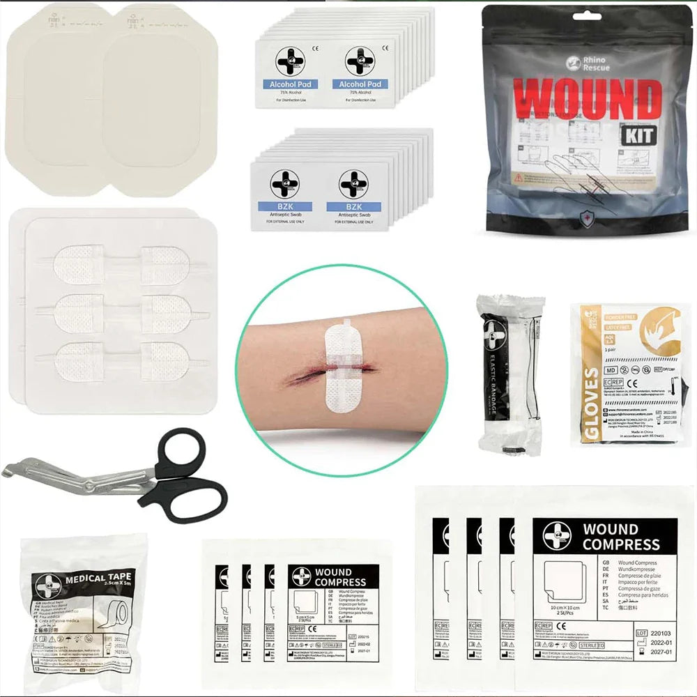 RHINO RESCUE Zip Stitch Wound Closure Kit – Dressings & Strips for Cut Care