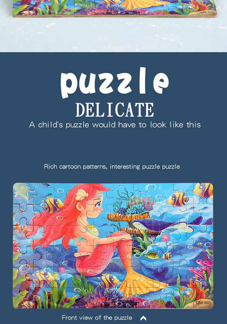 60PCS Cartoon Jigsaw Puzzle with Metal Box – Kids Educational Animal & Vehicle Puzzle Game