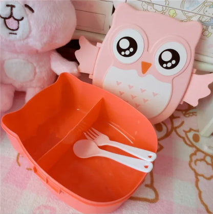 Portable Plastic Children’s Bento Box – Lunch Box Food Container with Carton Design, Dinnerware & Cutlery Set