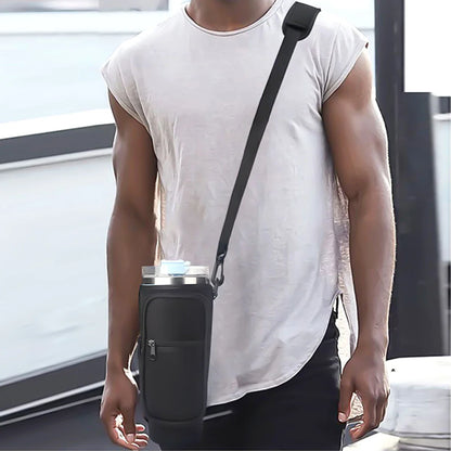 Leeseph Water Bottle Carrier Bag: Adjustable Shoulder Strap Pouch for Stanley 40oz Tumbler with Handle - Convenient Transport Solution