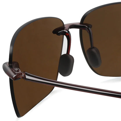 JULI Polarized Classic Sports Rimless Sunglasses – Ultralight Rectangle Frame for Men, Ideal for Fishing, Driving, UV400 Protection, Model MJ8009