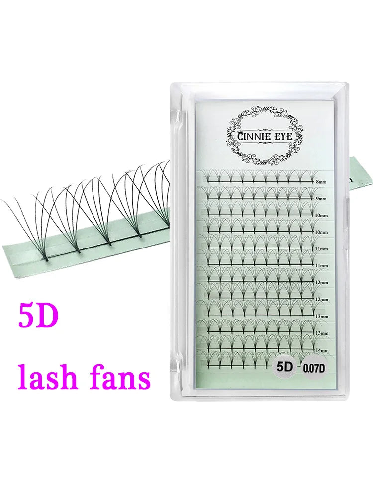 10D Premade Volume Eyelash Fans – Long Stem 3D-6D Pointy Base False Lash Clusters